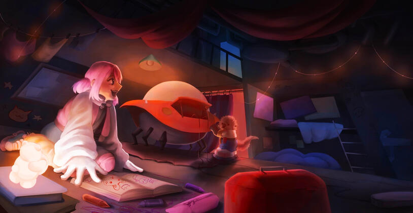 2 character full body w/ very complex bg